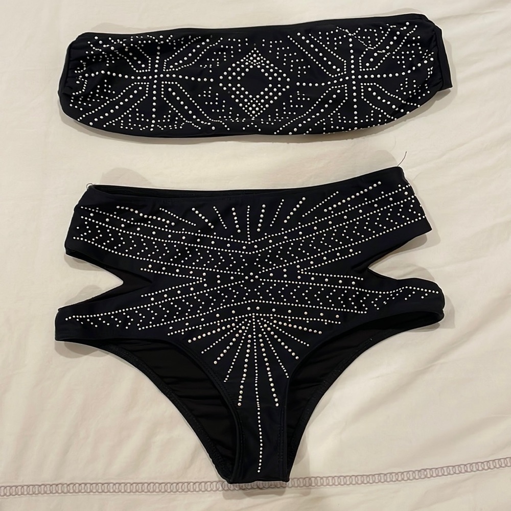 Beach Riot High Waisted Strapless Bikini